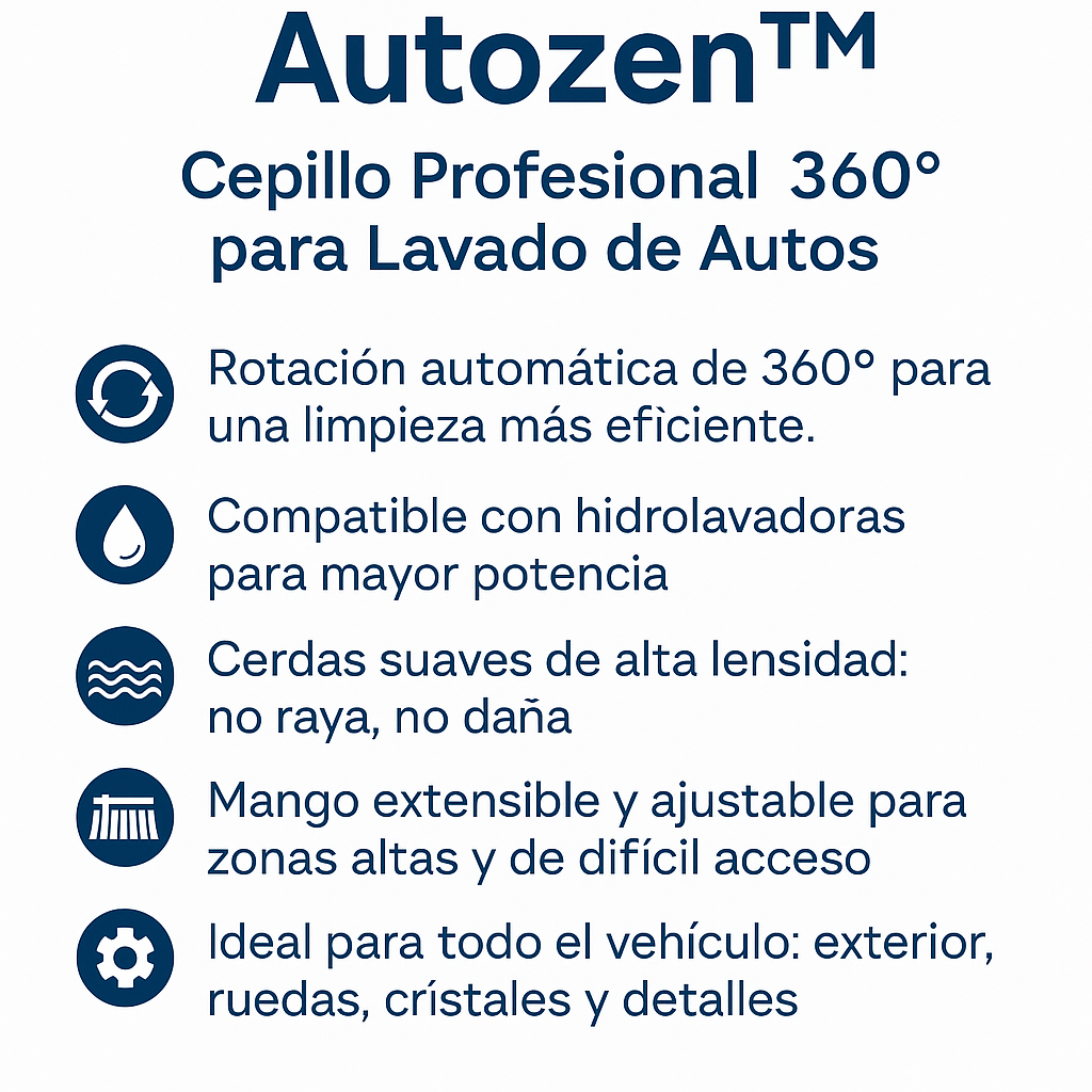 Autozen™ – Cepillo Profesional 360° para Lavado de Autos